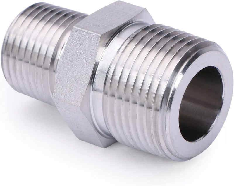 U.S. Solid 304 Stainless Steel Hex Nipple, 6000 psi High Pressure Heavy Duty Pipe Fitting (1 pc), 3/4" x 1/2" NPT Male - Image 4
